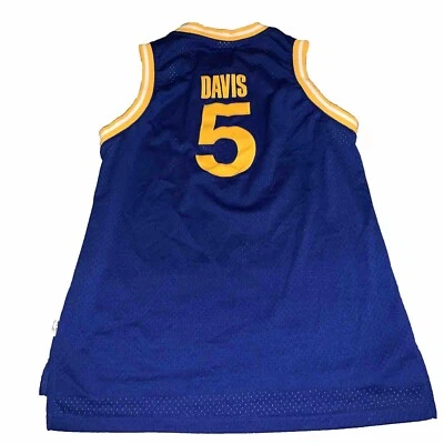戴维斯男爵 # 5 NBA 硬木经典金州勇士城球衣蓝色 — 第 1/4 张图片