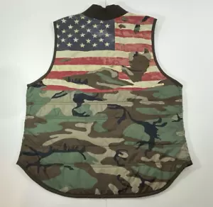 Denim & Supply Ralph Lauren Camo American Flag full Zip Quilted Vest Medium - Picture 1 of 13