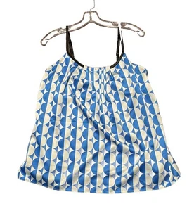 New York & Company Women's Blue/White Geometric Spaghetti Strap Blouse - Size M - Picture 1 of 7