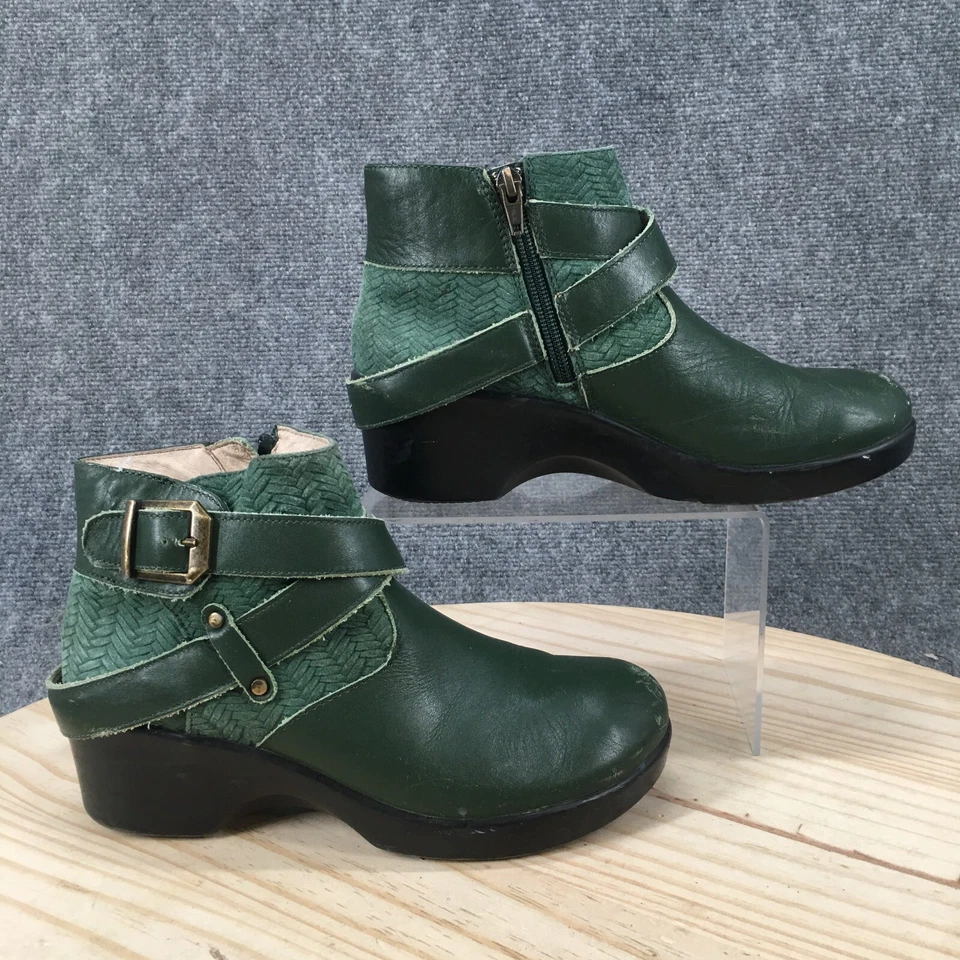 Botas Alegria para mujer 37 Eva Evergreen motociclista cremalleras laterales tacones de cuña cuero verde Foto 1 de 4