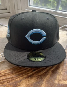 SOLD OUT HATCLUB NEW ERA 59FIFTY BLACK ICE CINCINNATI REDS 2002 PATCH 7 5/8 - Picture 1 of 4