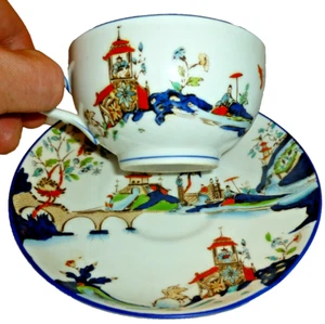 Antike Royal Worcester Chinoiserie Muster Teetasse Untertasse Teetasse - Bild 1 von 10