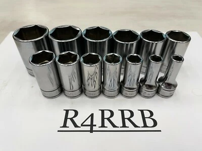 Snap-on Tools NEW 13pc 3/8" Drive SAE 6 Point Semi Deep Socket BONUS Set 213FSSY - Image 1 of 4