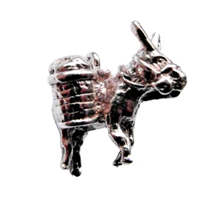 old antique silver charm of a working donkey carrying 2 barrels for bracelet - Picture 1 of 8