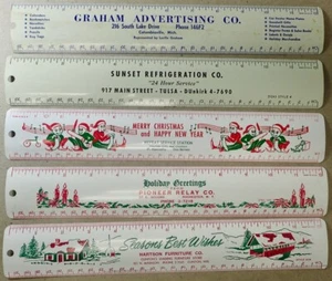 Verschiedene (5) Vintage Verkäufer Muster Werbung Metall Lineale Büro Schule Posten #11 - Bild 1 von 7