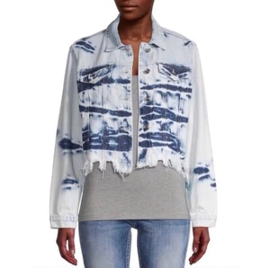 VIGOSS Women's Tie-Dye Cropped Denim Jacket Medium - Picture 1 of 8