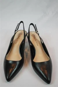 NIB Bella Vita Black Smooth Leather Sling Black Kitten Medium Heel 7 1/2 M - Picture 1 of 11