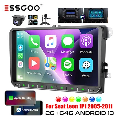 9" Autoradio Android 13 2+64G Carplay GPS NAVI Kam Für VW Golf MK5 6 Touran Polo - Bild 1 von 4