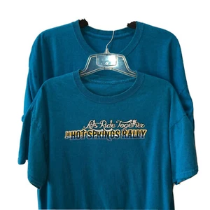 2 camisetas Blue Lets Ride Together Hot Springs Arkansas 2017 motocicleta XXL XL - Imagen 1 de 7
