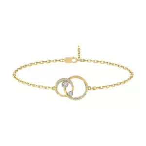 14k Yellow Gold Lab Grown Diamond Fashion Bangle Bracelet 7" Holiday Gift - Picture 1 of 5