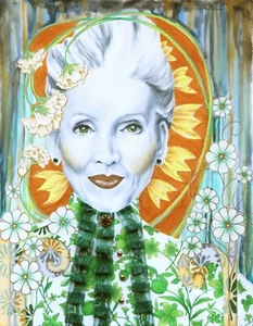 Flores Art Nouveau de encaje retrato blanco y negro vintage - impresión ACEO 5 de 10 - Imagen 1 de 1