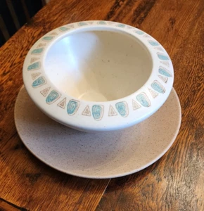 VTG MCM METLOX Poppytrail Navajo Pottery Gravy Boat Bowl W Under Plate - Picture 1 of 5