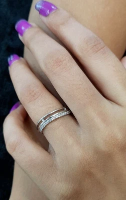 Anillo Cielo Oro 18K Media Eternidad Banda Estilo Mujeres San Valentín Anillo Oro Regalos Foto 1 de 4