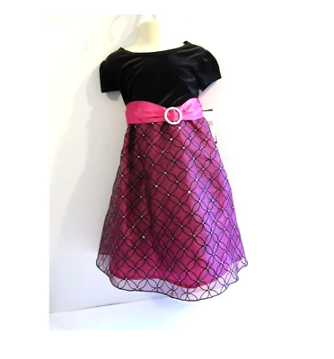 Amy Byer 女孩连衣裙 4 码 4T 连衣裙黑色丝绒粉色特殊场合 — 第 1/4 张图片