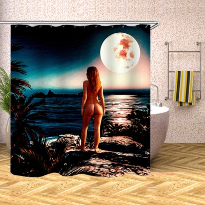 Lonely Island Sexy Niña Impermeable Juego Cortina de Ducha Baño Decoración Cortina 70" Foto 1 de 3