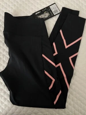 Pantalones de compresión para mujer 2XU talla M - negros con rosa brillo reflectante X - nuevos con etiquetas Foto 1 de 4