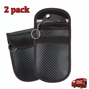 2er Pack Faraday Tasche für Schlüsselanhänger Käfig Schutz Auto RFID Signal Blocking Bag Schwarz - Bild 1 von 12