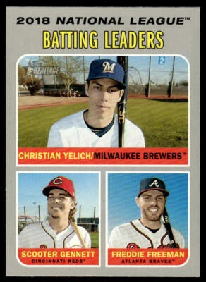 2019 Topps Heritage Freddie Freeman Yelich & Gennett LL #61 - Image 1 of 2