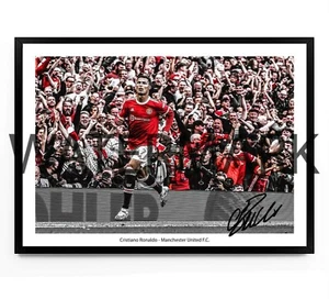 CRISTIANO RONALDO PRINT 2022 MANCHESTER UNITED MAN UTD POSTER FRAMED ARTWORK - Picture 1 of 4