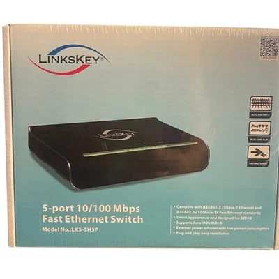 LINKSKEY 5-Port 10/100 Mbps Fast Ethernet Switch LKS-SH5P Network Splitter New - Image 1 of 4