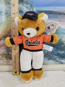 Vintage MLB Baltimore Orioles Stofftier braun 9 Zoll Teddybär Plüsch Play-by-Play mit Etikett - Bild 1 von 6