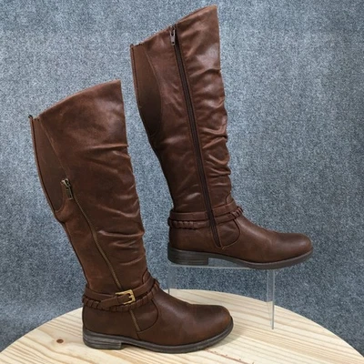 Botas Baretraps Mujer 6.5 M Camella Altas Montar Marrón Cremallera Lateral Hebilla Cubana Foto 1 de 4