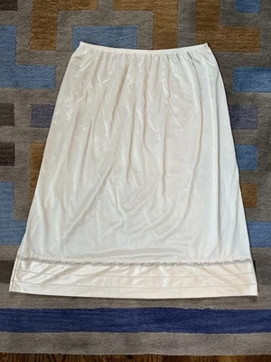 Lencería Lorraine 29" Media Deslizamiento Nylon Marfil Longitud Midi Encaje Para Mujer XXL Alta Foto 1 de 4