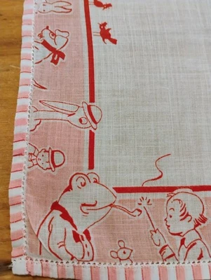 Vgt Children's 1940's Animal Border Cotton Hankie Handkerchief - Image 1 of 4
