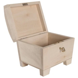 Pequeño cofre del tesoro de madera con cerradura caja de almacenamiento de recuerdos de joyas 15x11x9 cm - Imagen 1 de 7
