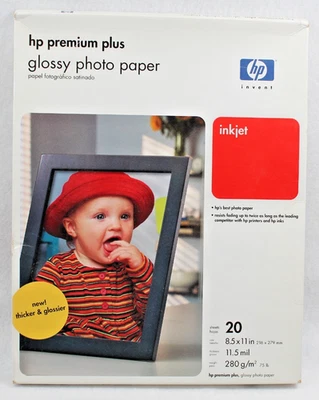 hp Premium Plus Glossy Photo Paper 8.5 x 11" open box, paper is sealed 20 sheets - Image 1 of 4