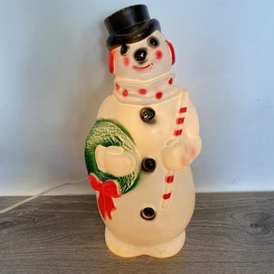 Vntg Empire Snowman 13" Blow Mold Light Up Black Hat 023804 USA Christmas 1968 - Picture 1 of 10
