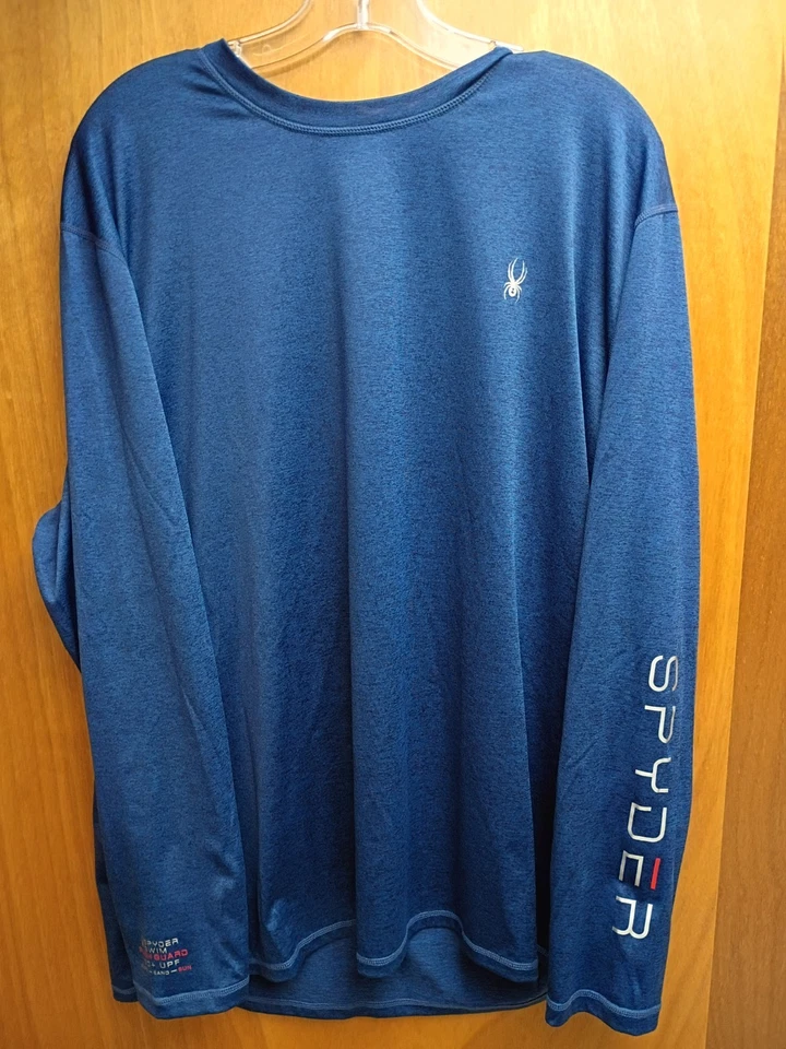SPYDER Swim Hombre’s Rash Guard UPF 50+ Manga Larga Top Talla XL Azul Nuevo Foto 1 de 4