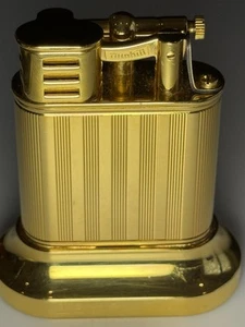 Dunhill Gold Plated Unique Table Petrol Lighter Never Fired *mint* - Picture 1 of 5