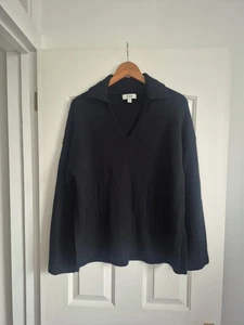 COS BLACK PURE WOOL SPREAD COLLAR RELAXED FIT SIDE SLITS JUMPER SIZE S PRISTINE - Picture 1 of 5