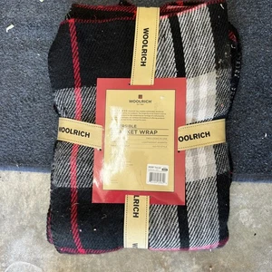 Woolrich Reversible Blanket Wrap Red Black Plaid One Size - Picture 1 of 2