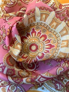 Vintage paisley Scarf water repellent Rain 60s Pink orange 29” square Japan mod - Picture 1 of 8