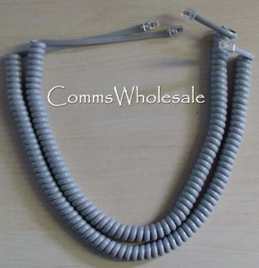2 x Grey Meridian Norstar Option Nortel BCM Handset Curly (Coiled) Curly Cord - Picture 1 of 1