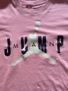 Jordan Short Sleeve Crew Neck Graphic Jumpman T-Shirt Coral/Pink Cotton Men M