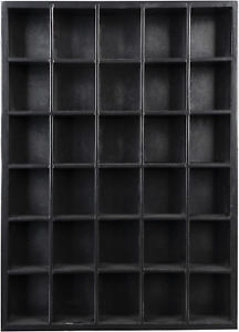Shot Glass Display Case, Black Wood, Holds Set of 30 Glasses (16.7 x 12.2 - E...