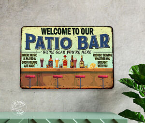Welcome Patio Bar Sign Backyard Decor Beer Outdoor Bar Barbecue 108122001065