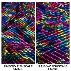 Tela elástica metálica de spandex a escala de peces arco iris para ropa de baile y disfraces - Imagen 1 de 13