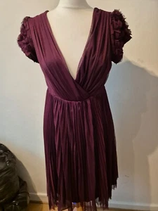 Summer pleated burgundy dress SIZE-M/10 BELLE BY OASIS - Picture 1 of 3