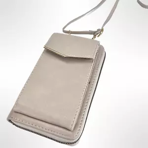 Handytasche mit Portemonnaie in Hellbeige - Bild 1 von 6