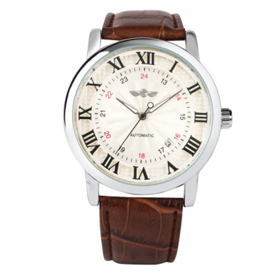 WINNER Mens Self Winding Automatic Watch Roman Numerals Dial Brown Leather Watch - Image 1 of 4