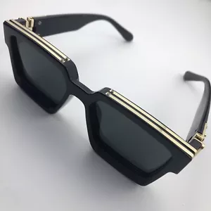 Dicke Herren-Sonnenbrille schwarz und goldfarben Millionärsstil - Bild 1 von 7
