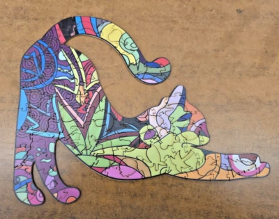 Aim Puzzle Aimpuzzle Wooden ~Cat~ Jigsaw Puzzle Unique Shaped Pieces - Complete! - Image 1 of 4