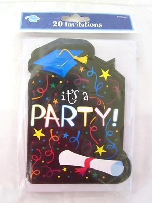Amscan 20 Pack It's a Party! Graduation Invitations with Envelopes-NIP - Image 1 of 4