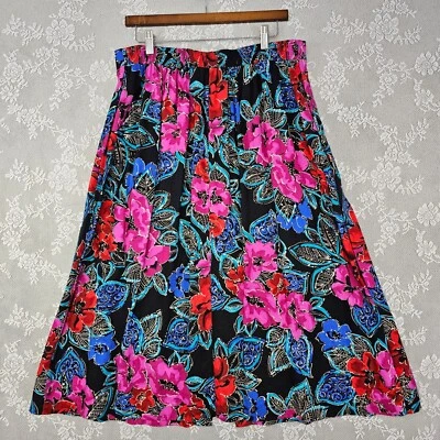 Falda midi floral Liz Baker de colección para mujer 20 W con botones de rayón frontal vacaciones tropical Foto 1 de 4