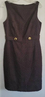 Milly New York Dress Set Womens Size 10 Brown 2 Piece Scoop Back Jacket Sheath  - Image 1 of 4