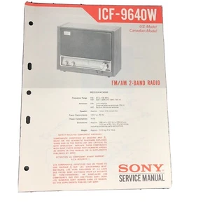 Sony ICF-9640W AM FM Table Radio Original Factory Service Manual - Picture 1 of 4